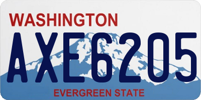 WA license plate AXE6205
