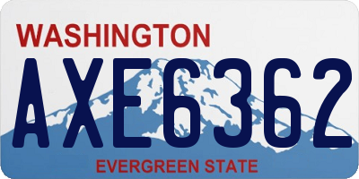 WA license plate AXE6362