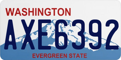 WA license plate AXE6392