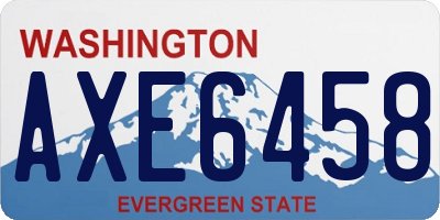 WA license plate AXE6458