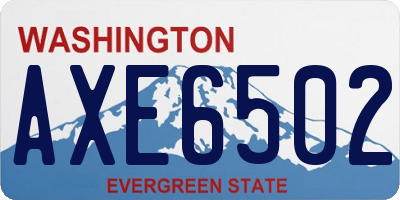 WA license plate AXE6502
