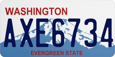 WA license plate AXE6734