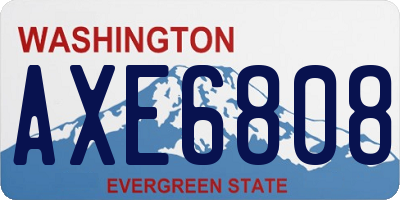 WA license plate AXE6808
