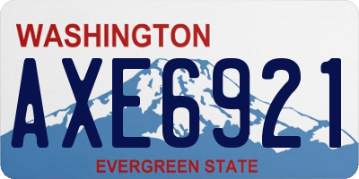 WA license plate AXE6921