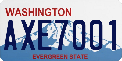 WA license plate AXE7001