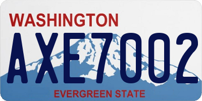 WA license plate AXE7002