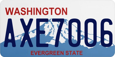 WA license plate AXE7006