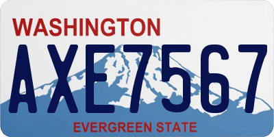 WA license plate AXE7567