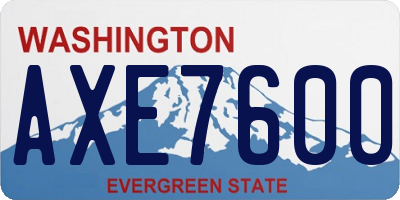 WA license plate AXE7600