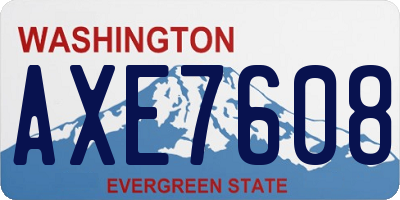 WA license plate AXE7608