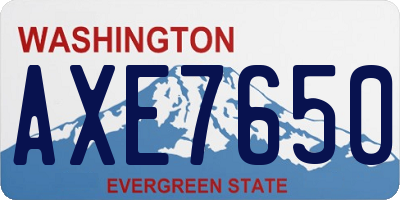 WA license plate AXE7650