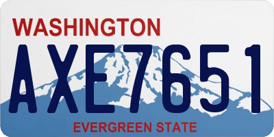 WA license plate AXE7651
