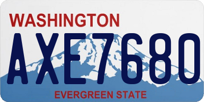 WA license plate AXE7680