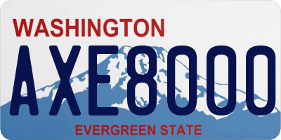 WA license plate AXE8000