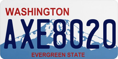 WA license plate AXE8020