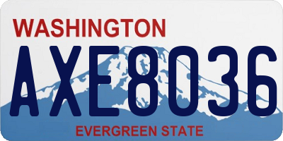 WA license plate AXE8036