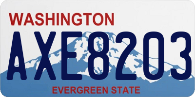 WA license plate AXE8203