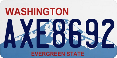 WA license plate AXE8692