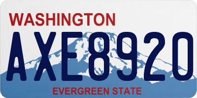 WA license plate AXE8920