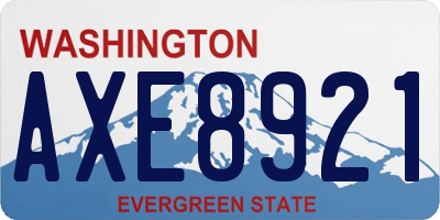 WA license plate AXE8921