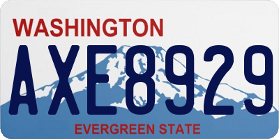 WA license plate AXE8929