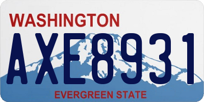 WA license plate AXE8931