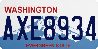 WA license plate AXE8934