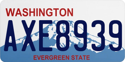 WA license plate AXE8939