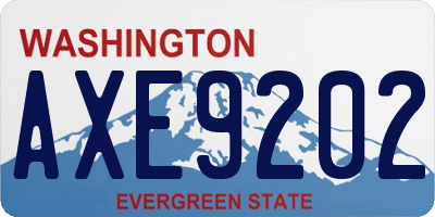 WA license plate AXE9202