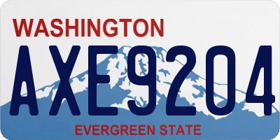WA license plate AXE9204