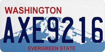 WA license plate AXE9216