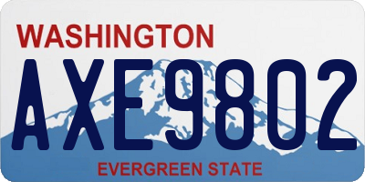 WA license plate AXE9802