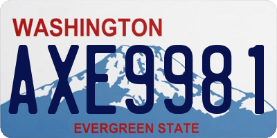 WA license plate AXE9981