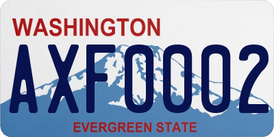 WA license plate AXF0002