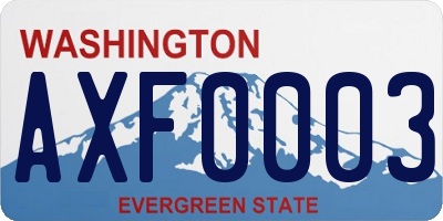 WA license plate AXF0003