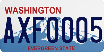 WA license plate AXF0005
