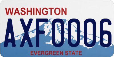 WA license plate AXF0006