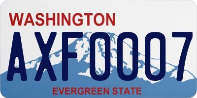 WA license plate AXF0007