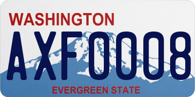 WA license plate AXF0008