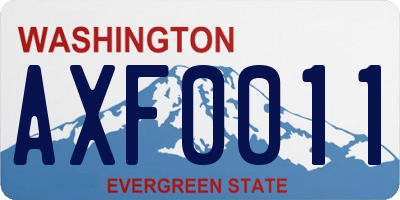 WA license plate AXF0011