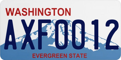 WA license plate AXF0012