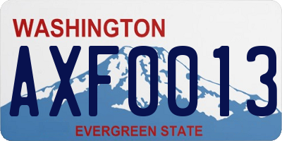 WA license plate AXF0013