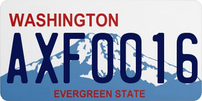 WA license plate AXF0016