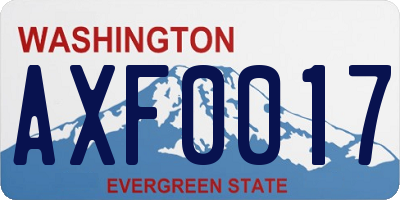 WA license plate AXF0017
