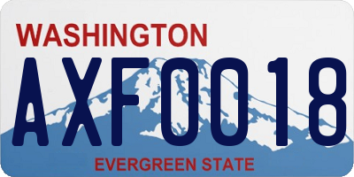 WA license plate AXF0018
