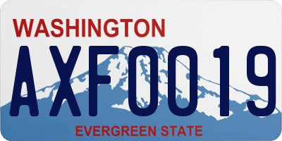 WA license plate AXF0019