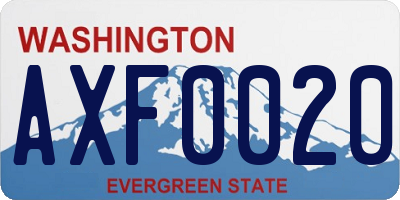 WA license plate AXF0020