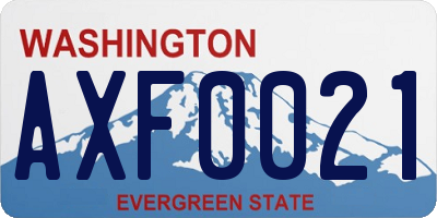 WA license plate AXF0021