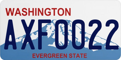 WA license plate AXF0022