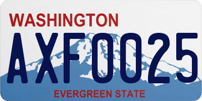 WA license plate AXF0025